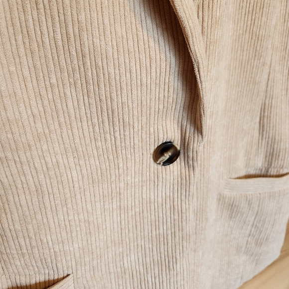 BLUE B ULTRA SOFT LIGHTWEIGHT TAN WIDE WALE CORDUROY BLAZER LINED MED LIKE NEW! - Picture 6 of 9